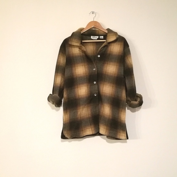 Vintage Sweaters - Vintage | Brown Plaid Fleece Button Up